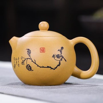 宜興紫砂壺全手工 鳥語卡口一粒珠 原礦黃金段泥 大球孔220毫升