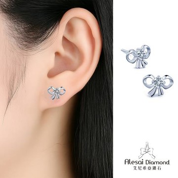 Alesai 艾尼希亞鑽石 30分 蝴蝶結鑽石耳環 D/VVS1 培育鑽石 (一對共60分)