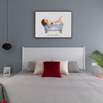 療癒的泡澡時光-臥房掛畫/商空/複製畫/民宿/紅酒/佈置/浴室/手繪