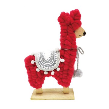 摩達客耶誕-超萌紅色羊鴕草泥馬羊毛氈公仔聖誕擺飾