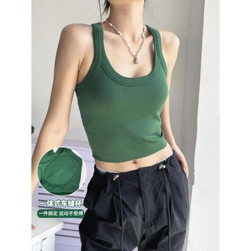 嵐紋長款瑜伽文胸一體式背心女外穿防震聚攏跑步健身運動內衣夏季