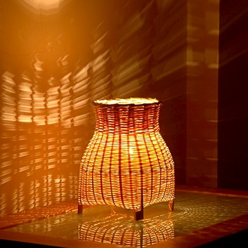 榻榻米禪意床頭臺燈  竹編漁夫燈 新中式臺燈