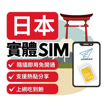 【eSIM自由飛】日本 實體SIM卡｜即插即用 原生DOCOMO 吃到飽  日本 北海道 沖繩sim卡【長天數】