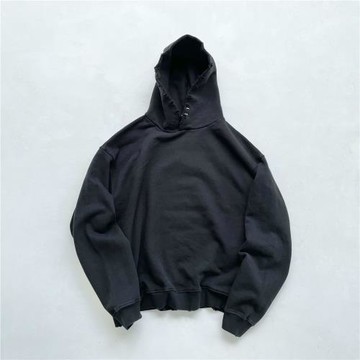 ASKYURSELF黑武士高街基礎款做舊破壞破洞寬松連帽衫套頭衛衣外套