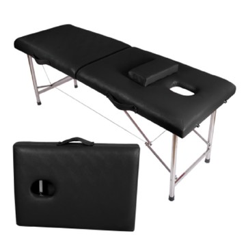 彬彬小舖 不鏽鋼支架折疊按摩床 附頭枕 + 床罩 寬70cm  黑色