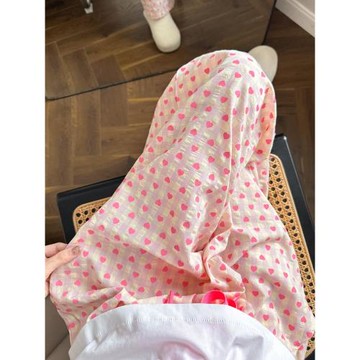 日系甜美ins風草莓睡褲春夏純棉泡泡紗薄款寬松大碼可外穿遛彎褲