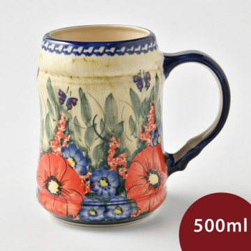 波蘭陶 奼紫嫣紅系列 啤酒杯 500ml 波蘭手工製