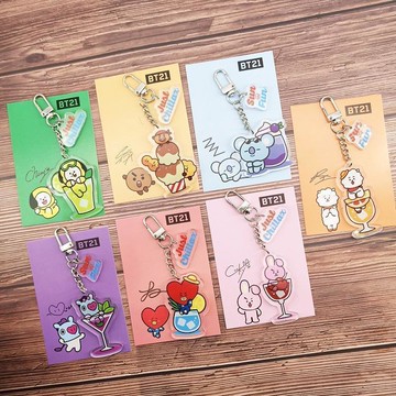 🍀初夏上新🍀韓國組合BTS漫畫鑰匙扣 掛件防彈少年團BT21卡通寶寶掛件飾品