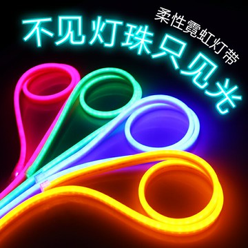 leesa霓虹led燈帶七彩智能戶外柔性燈條220V軟燈管線燈KTV室外裝飾防水長條射燈裝修彩色發光條紫色超細藍光