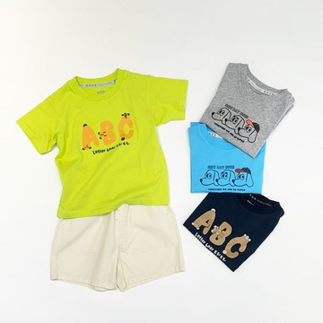 活力字母熊異材質短TEE(嫩綠)-中性