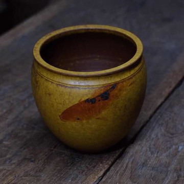 日式禪意復古水盂純手工彩繪茶洗茶渣斗功夫茶具中小號水洗茶盂