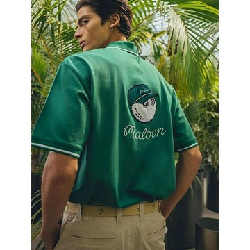 高爾夫球衣 運動上衣男 韓版男裝 韓國高爾夫服裝男裝夏季球服爆款透氣短袖T恤Polo衫Golf字母刺繡