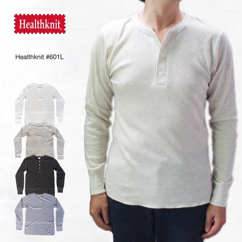 4色セット フェルコ&ヘルスニット ヘンリーネック ロングTシャツ healthknit-906l_1.jpg