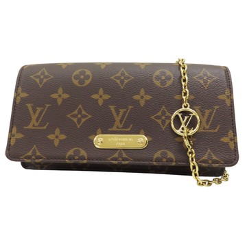 【二手名牌BRAND OFF】LOUIS VUITTON LV 路易威登 棕色 原花 帆布 Wallet On Chain Lily 鍊帶 肩背包 M82509