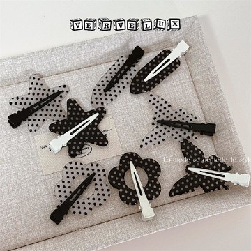 两件9.9折🔥臺灣出貨🔥可開發票✅學院風黑白波點發夾質感側邊夾髮卡甜美可愛劉海夾側邊夾髮飾新款