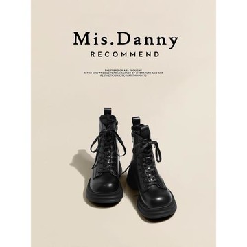 與愛私奔馬丁靴女2025新款英倫風黑色爆款靴子女春秋單靴厚底短靴