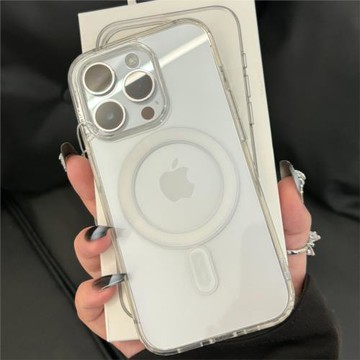 適用于蘋果14pro手機殼15promax新款17pro磁吸充電12pm透明保護套iPhone13高級感女16plus全包防摔男亞克力套