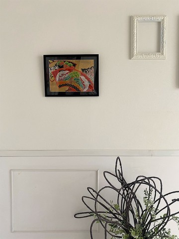 和服藝術 42 : 刺繡裝飾掛畫 現代和風 扇面吉祥圖騰 禮物