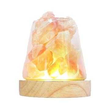 Mass 富士山水晶擴香鹽燈  手工雕琢水晶  質感非凡  USB電源  700克  杯身10 x 10cm  粉水晶