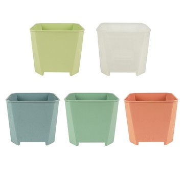 【蔬菜工坊】多肉透氣四方矮盆6吋(矮) 10個/組 (共5色可選)淺灰綠