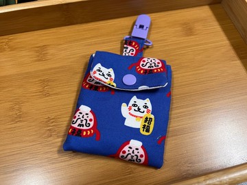 藍色福神可愛招財貓平安符袋