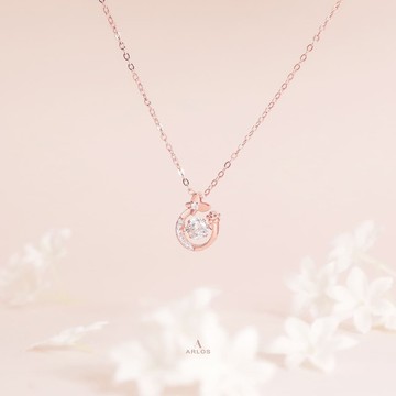 花漾蝴蝶跳動頸鏈 (玫瑰金)