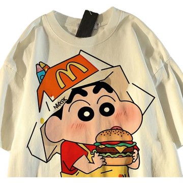 純棉日系可愛蠟筆小新短袖t恤女男夏季ins潮寬松學生圓領趣味上衣