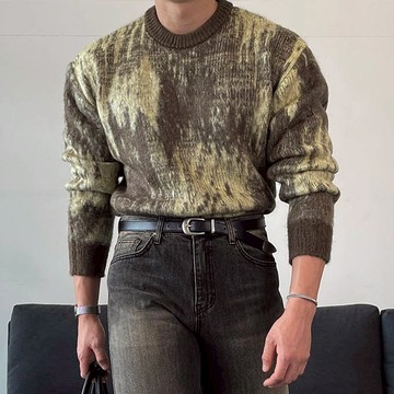 正韓復古渲染混色絨毛圓領針織上衣 3色 YUPPIE 預購商品 0120