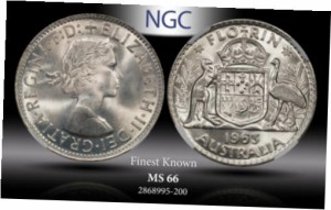 アンティークコイン コイン 金貨 銀貨 AUSTRALIA SHILLINGS NGC MS ELIZABETH II FLORIN FINEST KNOWN WORLDWIDE