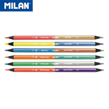 MILAN 雙筆頭色鉛筆_金屬色_螢光色_6入12色