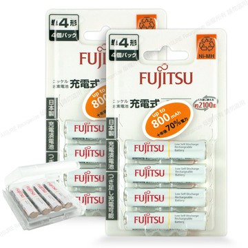 日本製 富士通 4號aaa低自放電750mah充電電池hr-4utc (4號8入)+專用儲存盒*2
