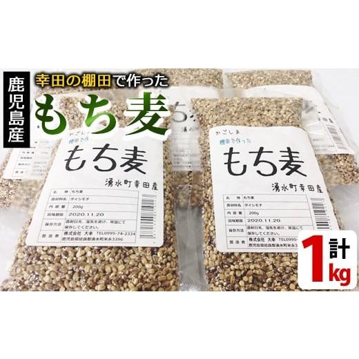 ふるさと納税 鹿児島県 湧水町 y215 棚田で作ったもち麦200g×5袋(計1kg)！日本棚田百選に選定されている「鹿児島県湧水町幸田棚田のもち麦」！生活用水がまっ…