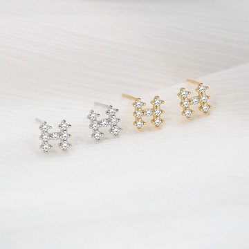 SuperM❤全純銀 H字母微鑽耳環【EES0018】小貼耳耳環 S925純銀