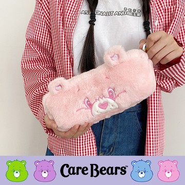 【CARE BEARS彩虹熊】療癒絨毛造型大容量多用途收納包 粉色熊