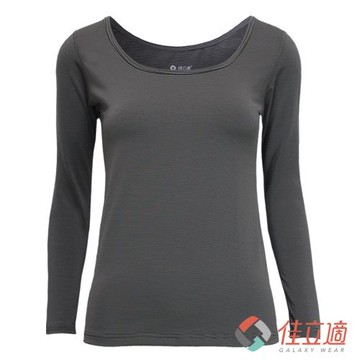 佳立適-升溫蓄熱保暖衣-女寬口U領-灰色(採用3M吸濕快排)