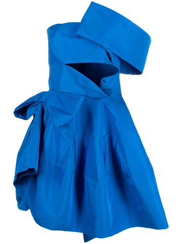Alexander McQueen - asymmetric flared mini dress - women - Polyester - 40 - Blue