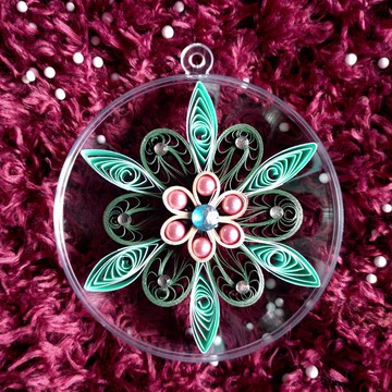 捲紙聖誕吊飾-綠花青葉