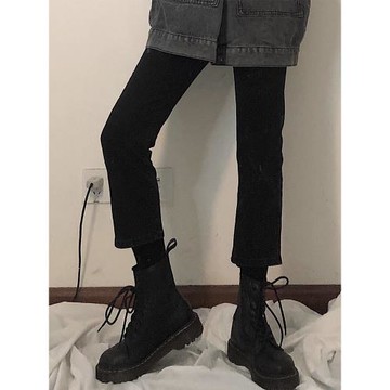 適合胯大腿粗的褲子胖妹妹mm大碼寬松顯瘦彈力直筒九分煙管牛仔褲