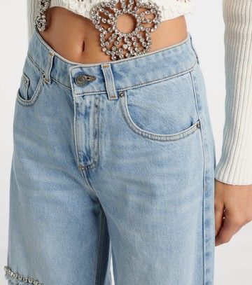 Area Distressed embellished wide-leg jeans