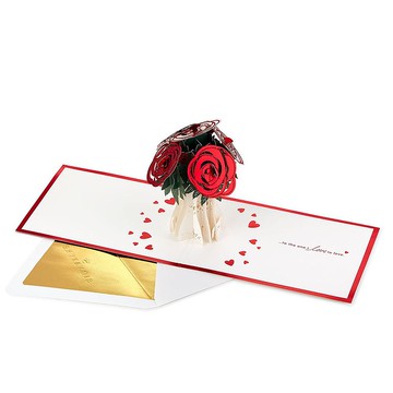 愛你紅玫瑰花束【Hallmark-Signature立體手工卡 情人節】