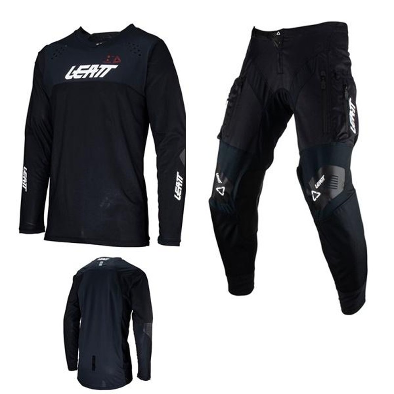 LEATT モト4.5エンデューロジャージ上下 （モトクロスジャージ上下セット） M/32インチ MXウエア 上下セット LEATT 24 4.5 エンデューロ ブラック
