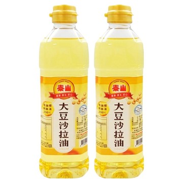 泰山大豆沙拉油 適合煎煮炒炸各式烹調 低油煙耐高溫230°C  600ml  2瓶