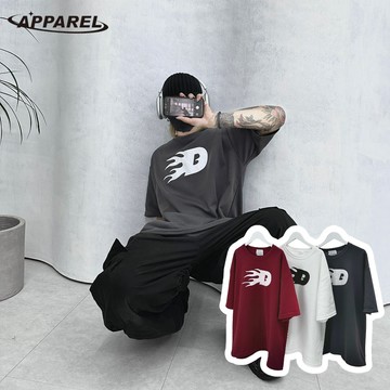 【APPAREL】火焰大B寬大版型短T 寬鬆短T 寬鬆短袖 寬鬆上衣