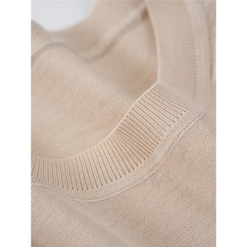 100%棉 Chao細80S冰爽棉短袖針織衫女士針織T恤薄款 夏季上衣寬松