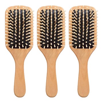 木質氣墊梳 顏色隨機 - 氣墊按摩頭皮 圓頭梳齒呵護秀髮  3支