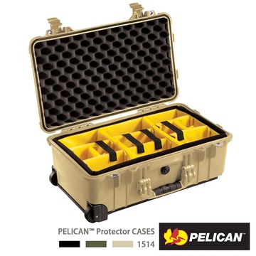 限時★..  美國 PELICAN 1514 輪座拉桿氣密箱 - 含隔層 沙漠黃 1510 隔層版 公司貨【全館點數13倍送】