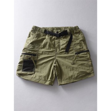 蘇打男裝夏季多口袋機能戶外網格直筒五分褲寬松休閑版工裝短褲