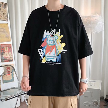 短袖夏季男生t恤版潮流松半截袖日系體恤氣原宿ins五分袖