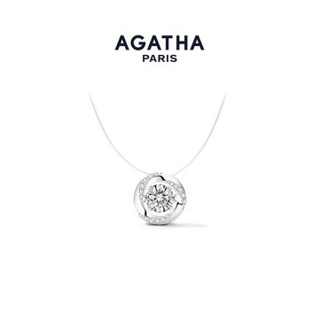 (免運)AGATHA/璦嘉莎悅動之心系列項鏈女純銀鎖骨鏈520送女朋友禮物