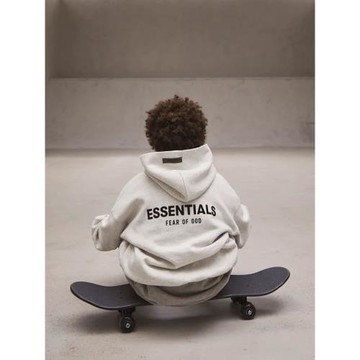 ESSENTIALS秋冬美式童裝植絨字母連帽衛衣男女兒童寬松加絨外套